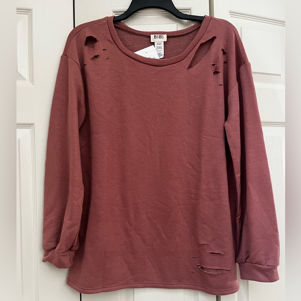⭐️NWT - BiBi - Distressed Mauve Sweatshirt - Womans XL